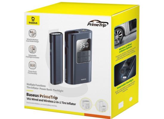 Baseus Car Tire Inflator Pumper VA1 Dual Power Wired & Wireless with Flashlight 6000mAh Power - Bank